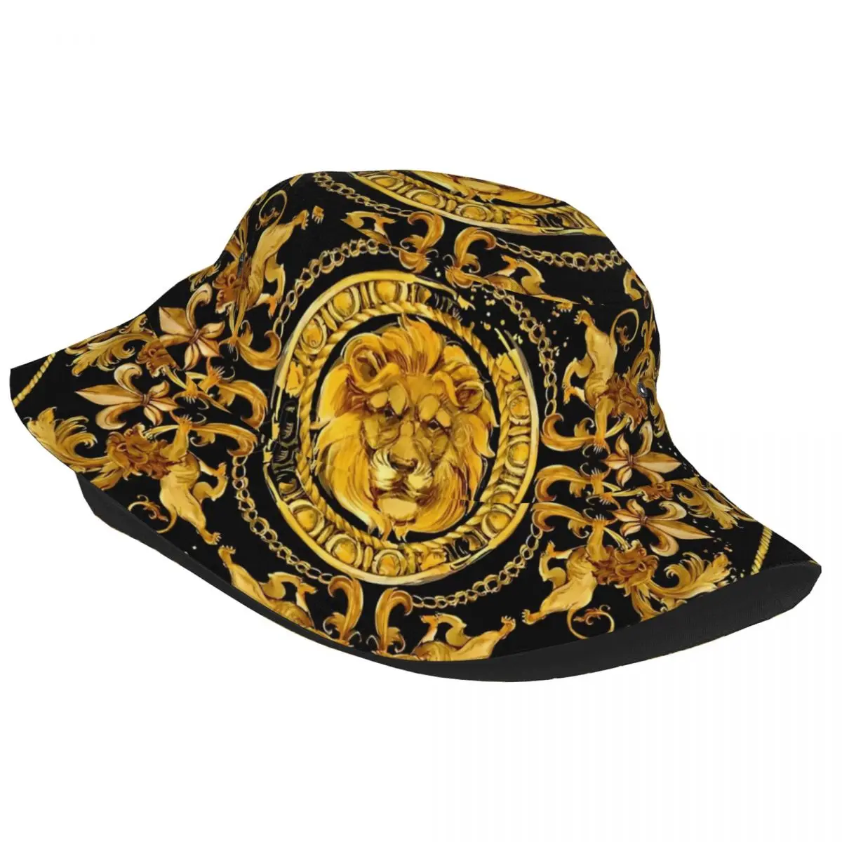 Golden Lion Luxury Design Bucket Hat for Men Women Beach Sun Hat Unique Packable for Outdoor Fishing Caps Boonie Hat