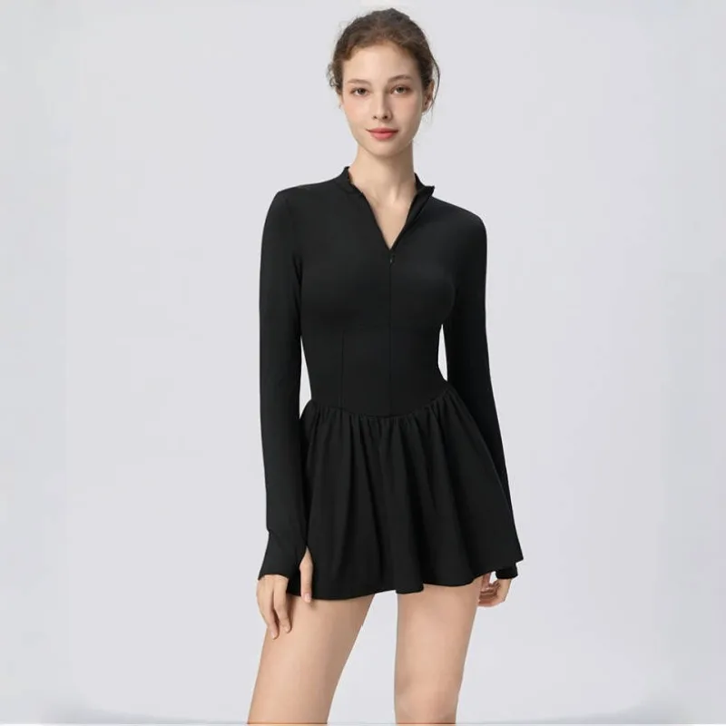 

Women's Cloud Inspired Stand Up Yoga Suit Nude Slimming and Anti Glare Dress Outdoor Sports Running and Leisure Fitness Suit