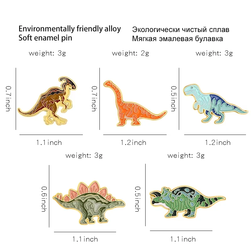 Abenteuer Tier Dinosaurier Brosche Emaille Pins Lustige süße Cowboy Dinosaurier Broschen Kragen Revers Abzeichen Schmuck Geschenk für Freunde – Detail 3