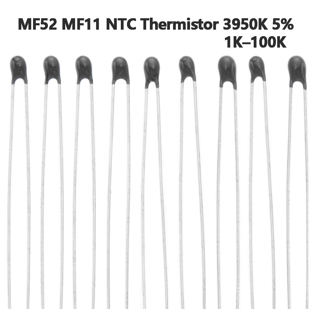20PCS/100PCS MF52 MF11 NTC Thermistor 3950K 5% Temperature Sensitive Resistor 1K–100K 3950K/MF11-10K/3950B/3950 HJXRHGAL