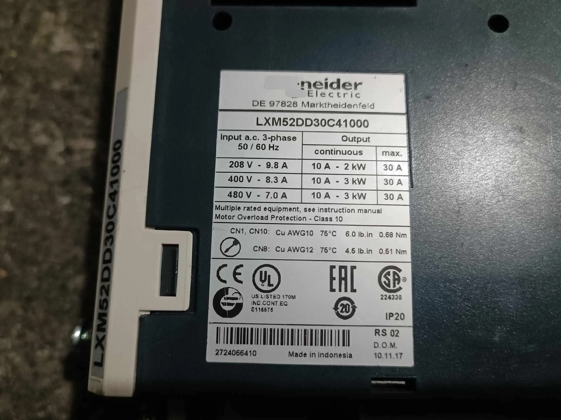 Servo Drive LXM52DD30C41000 para Schneider