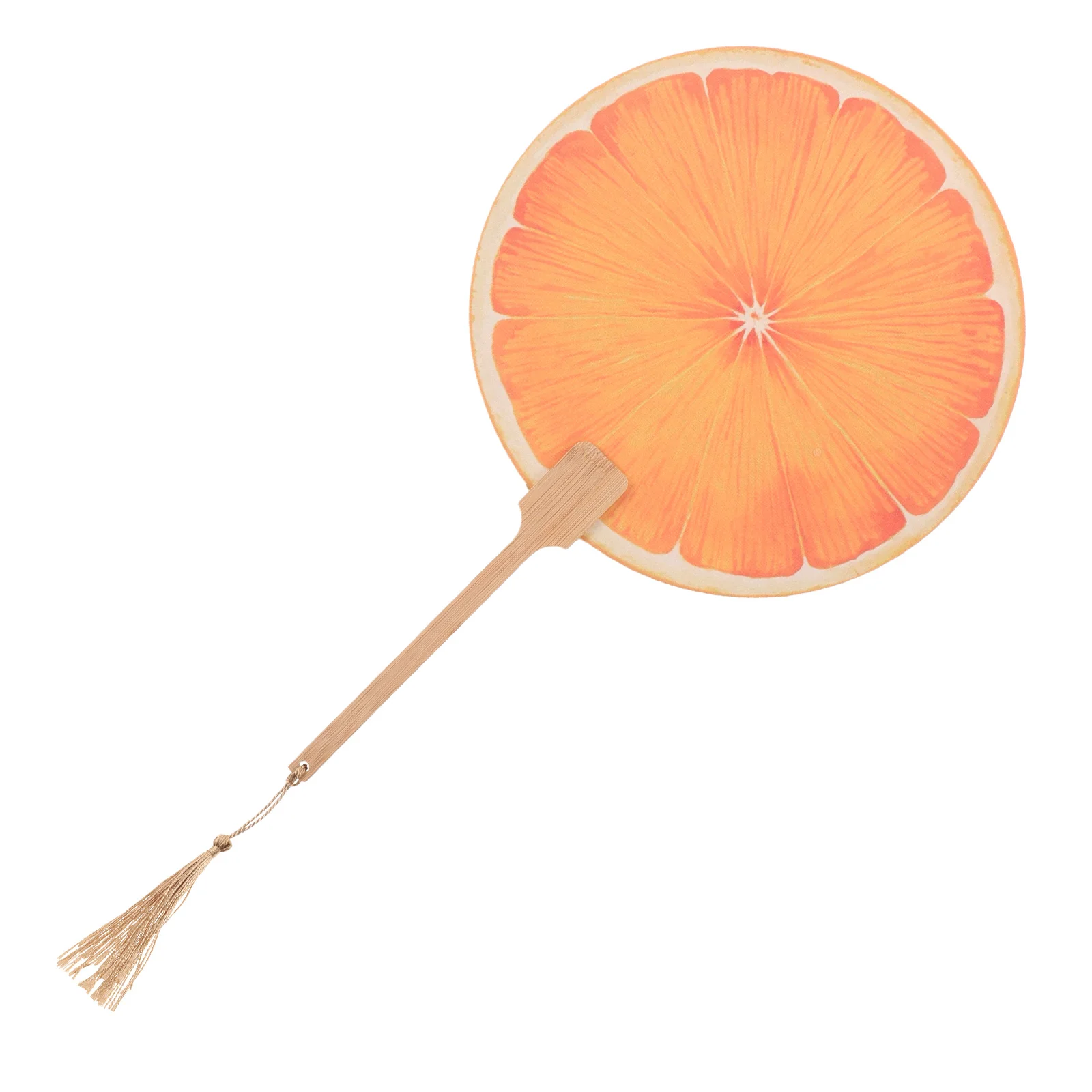

Orange Paddle Fan Realistic Fruit Design Long Bamboo Handle Portable Summer Cooling Outdoor Wedding Party Favor Handheld Fan