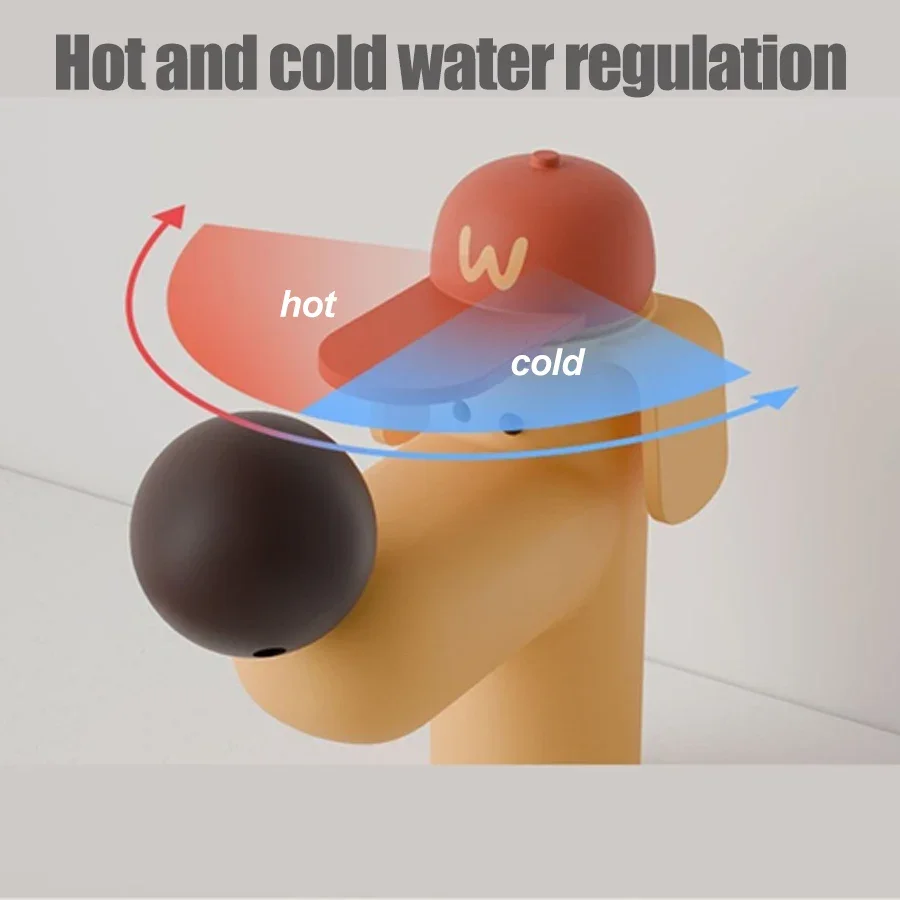 

Fashion Cold And Hot Washbasin Brass Rotation Spout High Quality Bathroom New Lovely Dog Basin Faucet Home Water Faucet