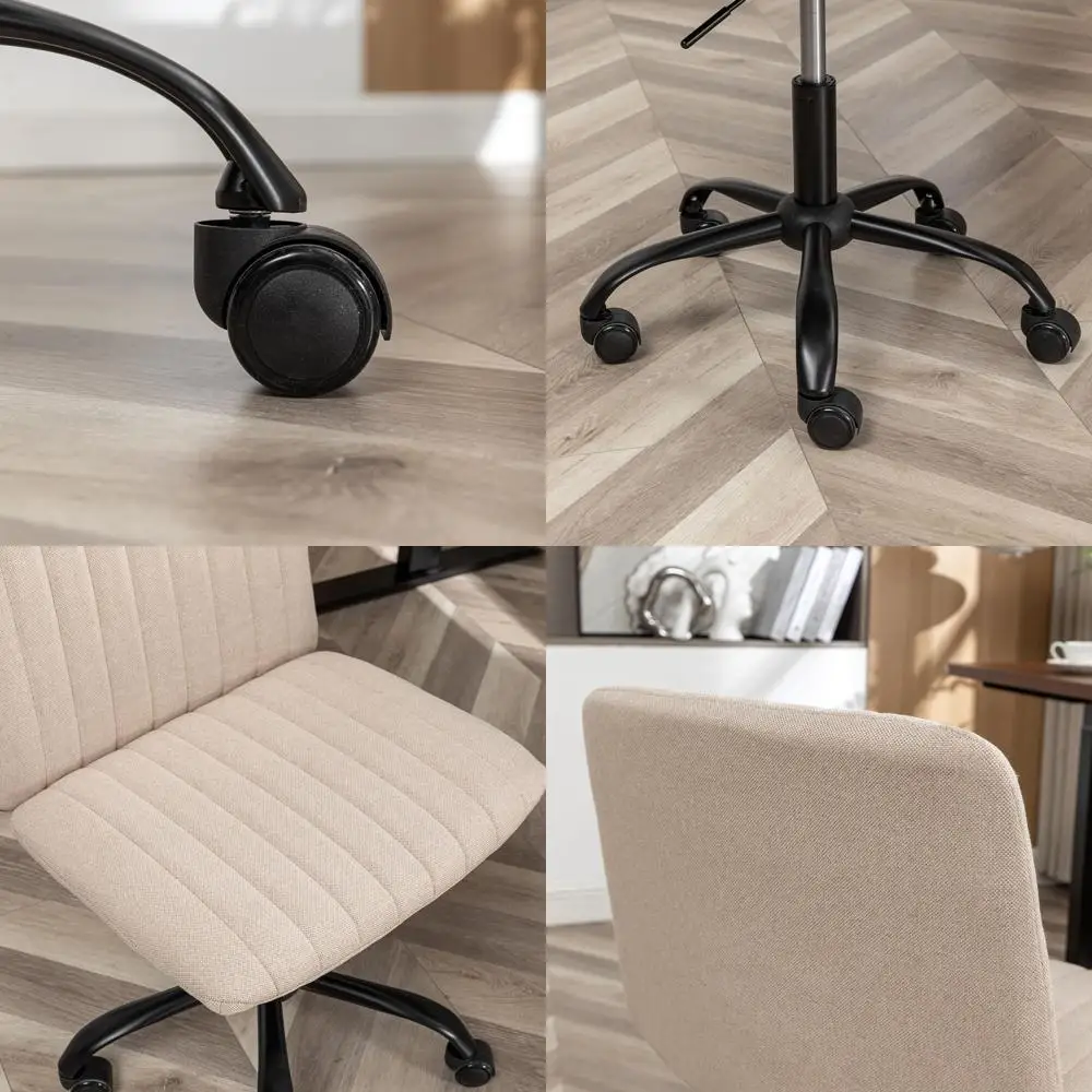 

Breathable Fabric Swivel Chair with 360° Rotation, Adjustable Height, Beige for Home Office Comfort