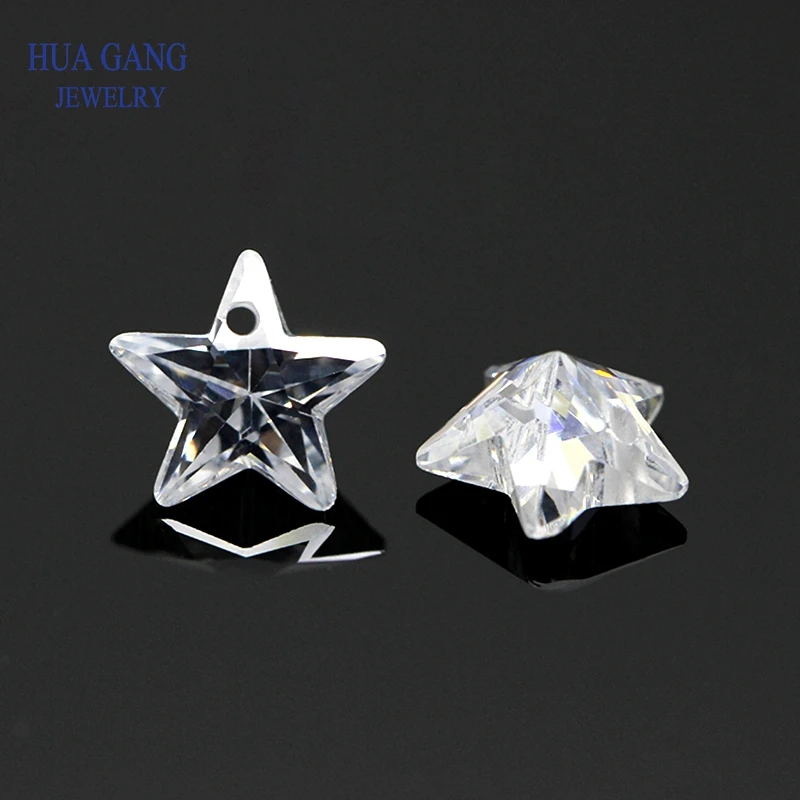 Single Hole AAAAA Star Shape White Cubic Zirconia Stone For Jewerly Making 4x4~10x10mm High Quality CZ color