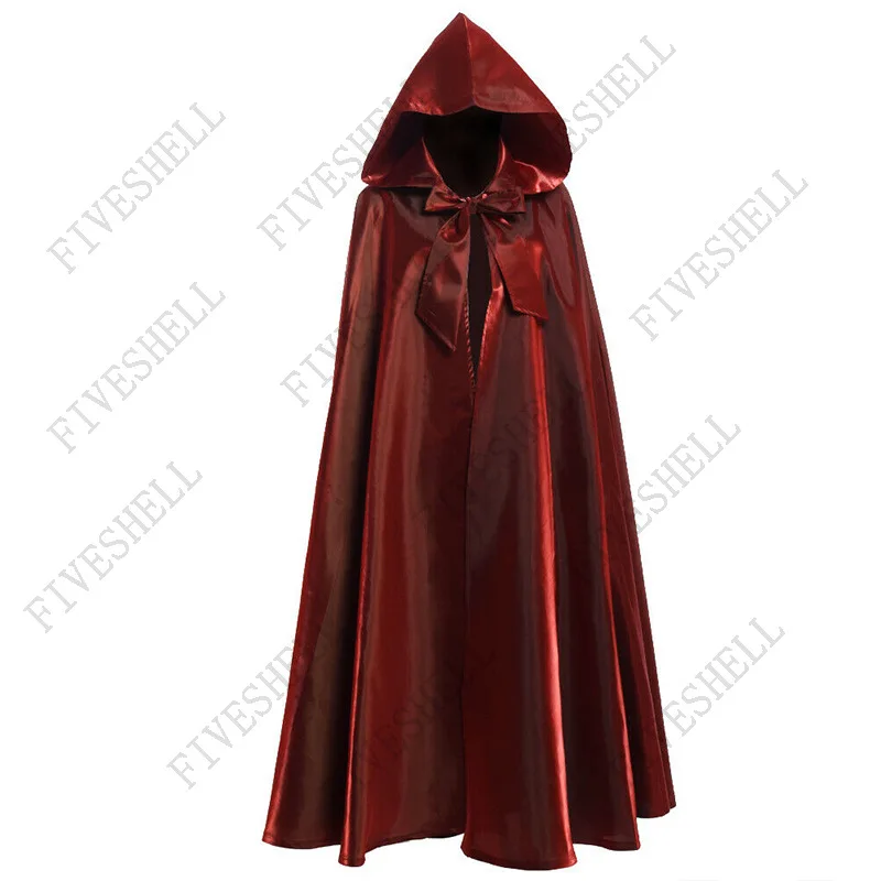 2024 Middeleeuwse Capuchon Mantel Cosplay Satijn Halloween Feest Cosplay Vrouwen Man Volwassen Heroïsche Hekserij Wicca Gewaad