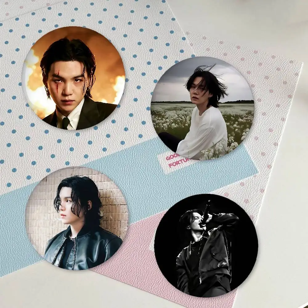 Singer A-Agust D Premium Tinplate Round Lapel Pins: Cute Badge Brooches For Shoulder Bag Accessories, Souvenir Gifts - view 2
