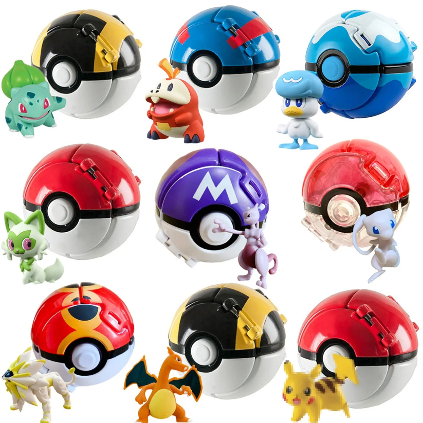 Pokéball Pokemon Figur Elfenball Anime Figur Cartoons Pikachu Glurak Taschenmonster Haustier Anime Action Modell Spielzeug Geschenke