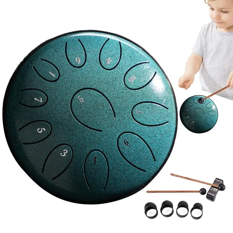 Steel Tongue Drum Hand Drums 11 Notes Rain Drum Instrument Handpan Mini Steel Tongue Drums Meditation Drum For Sound Healing