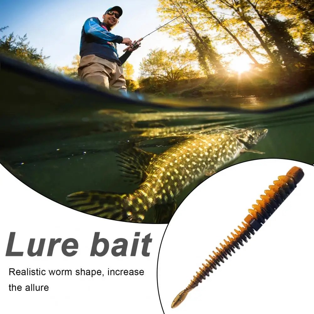 Fishing Lure Set Worm Fishing Lure 8pcs 8cm/2g Soft Worm Lure Topwater Reverse Thread Elastic Bionic Bait for Freshwater Fishing