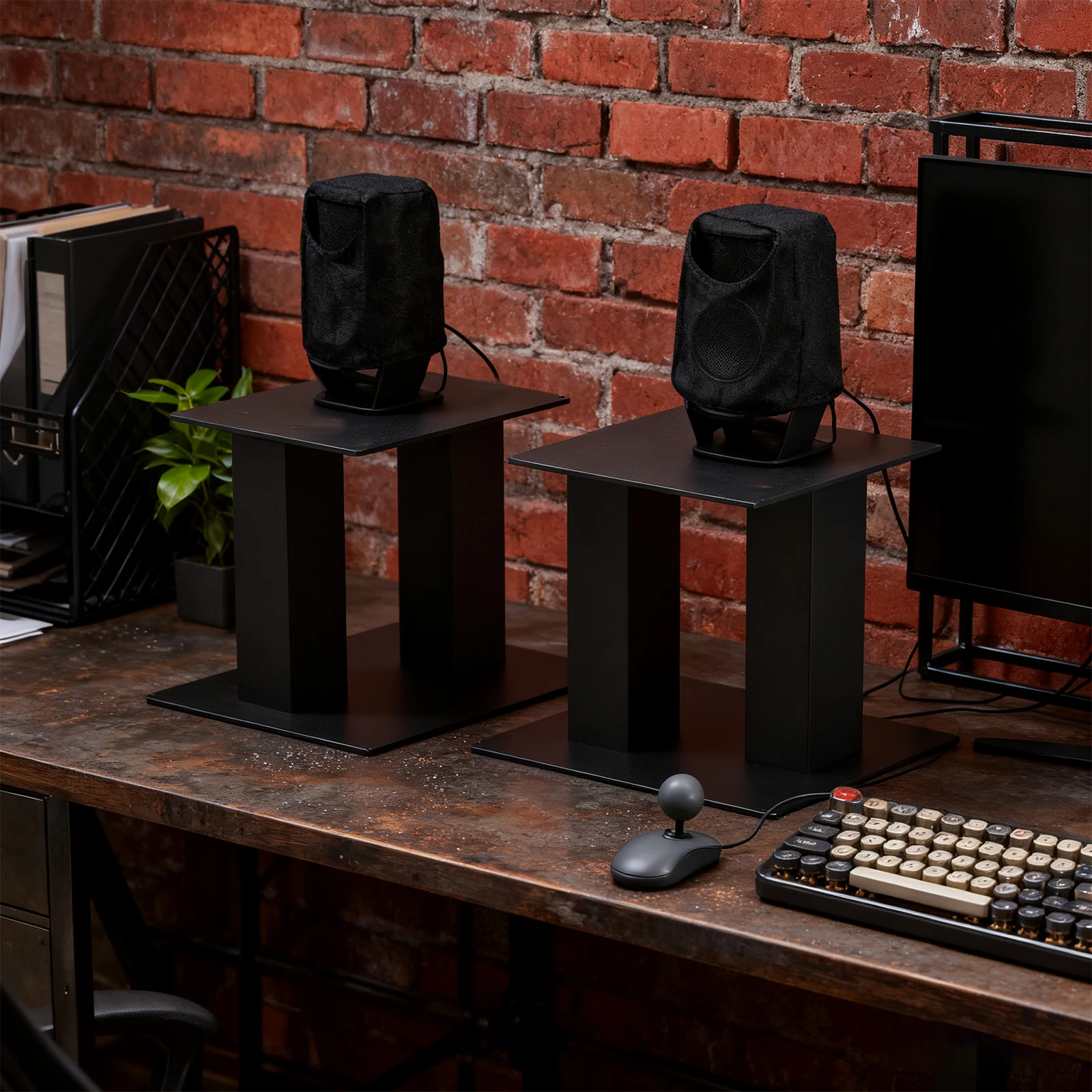 

1 пара настольных подставок для колонок, выдерживающих до 25 фунтов, стальные подставки для студийных мониторов, универсальные металлические подставки для студийных колонок.