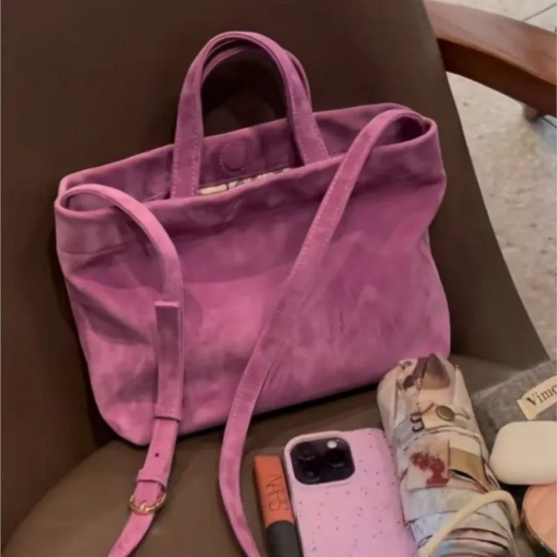 

JIAERDI Sweet Cute Pink Handbag Women Suede Large Capacity Shoulder Bag Ladies Fashion Commute Simple Everyday Crossbody Bags