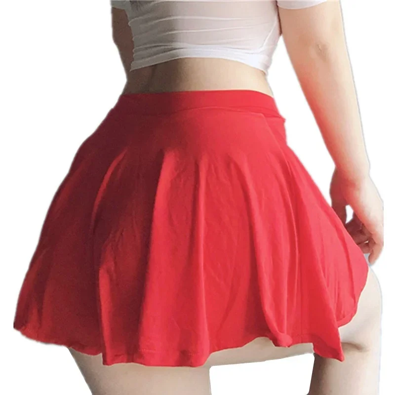 NEWJOINFUN Low Waist A-Line Pleated Skirt for Woman Sexy Transparent Short Skirt Black White NightClub Wear Party Mini Skirts