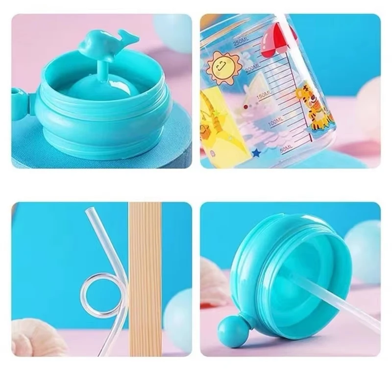 Whale Shape Spray Cup, Children Straw Drinking Cup, Cute Dolphin Water Bottle, Food Grade Plastic Cup, Birthday Gift view 3