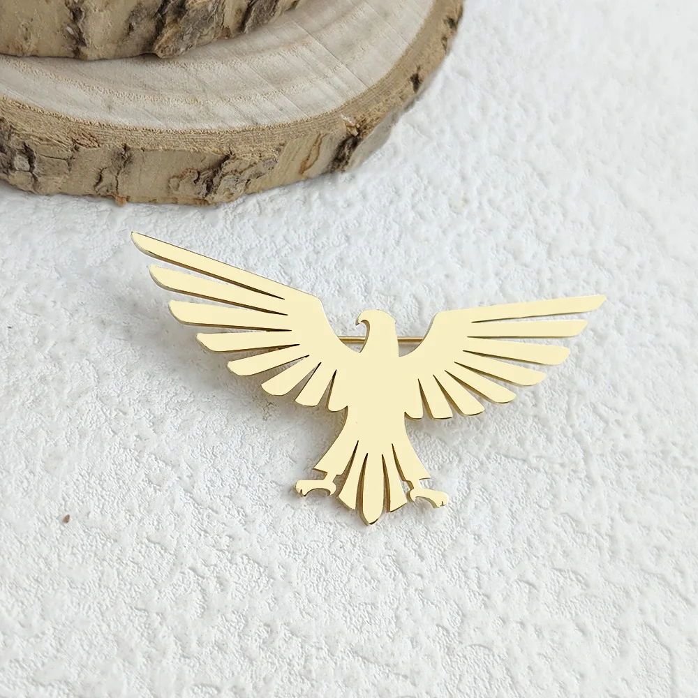 Fashionable Skyhawk spreads its wings stainless steel brooch, ceremony formal wear and outdoor party wear multi-color choice