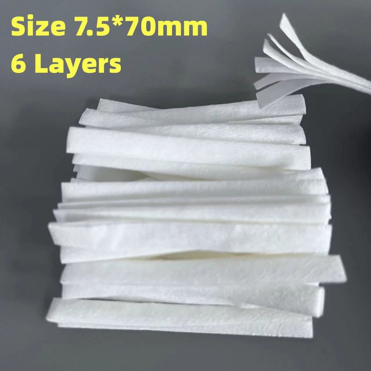 50PCS Non-Woven Fabric 100%Cotton Length 70mm Width 7.5/8/10mm 3 Size 4/6Layers DIY Rebuild Cothing Supplies