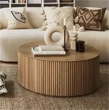 Modern Smart Marble South American Walnut Tea Desk with Metal Living Room Round Wood Coffee Table