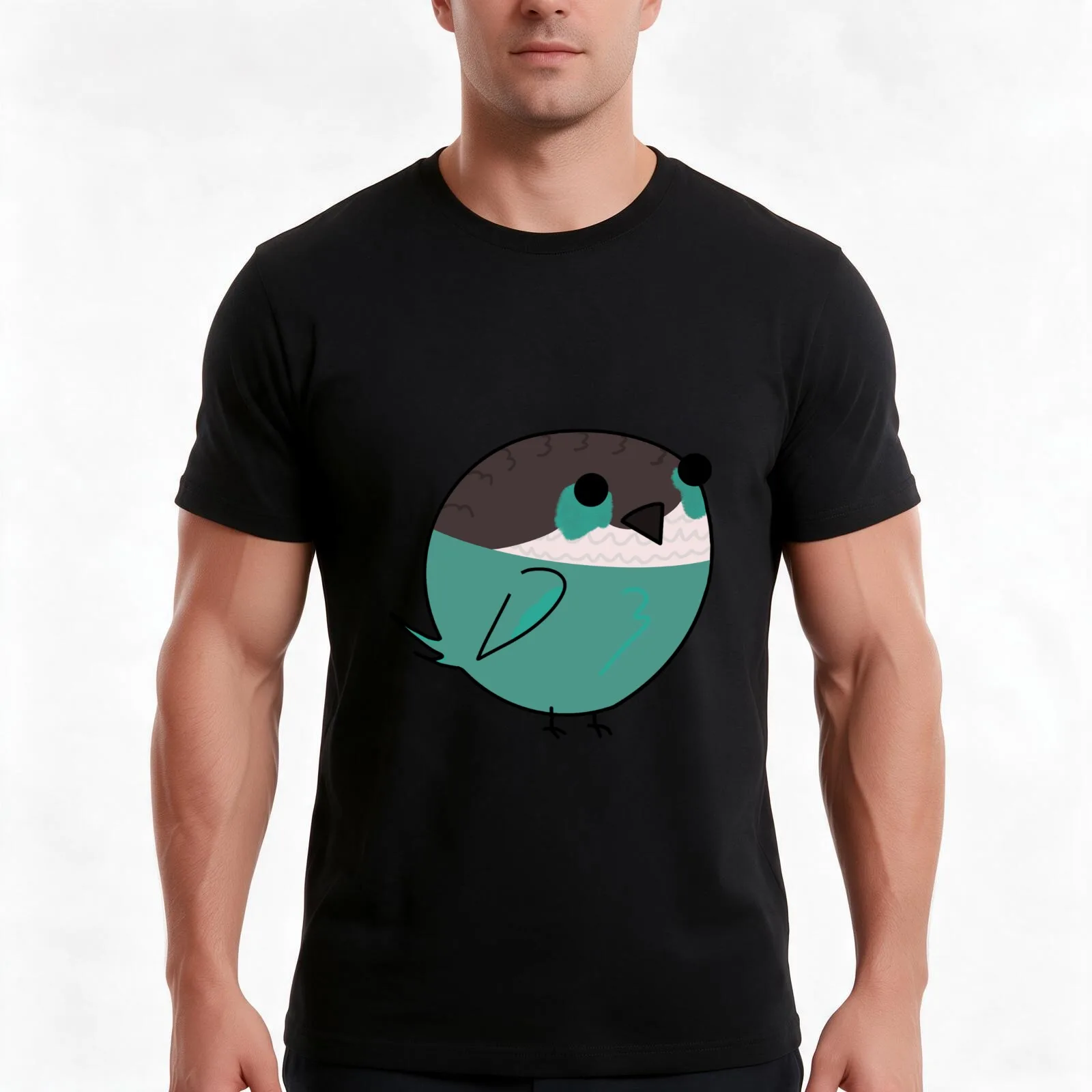 Birb Ball-Turquoise Green cheeked conure T-Shirt Summer Casual Cotton Tee Oversized Streetwear Tops Vintage Graphic Print