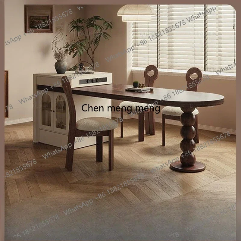 

D182Solid wood island small apartment dining table integrated household combination retractable family workbench