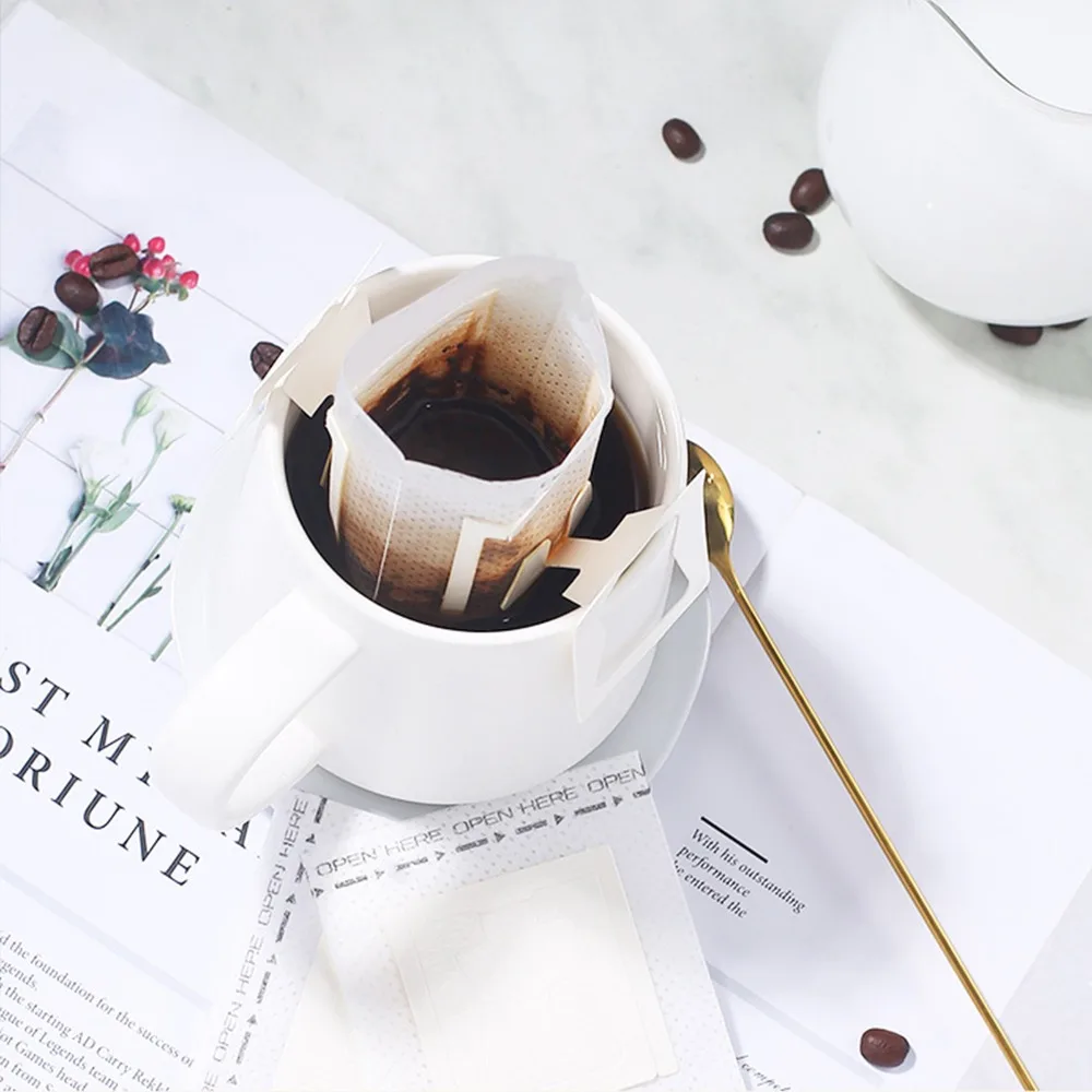 50pcs set 50 Count Coffee Filter Bags Hanging Ear Design Disposable Drip Coffee Bags Paper Material Mess-Free Fast Brew