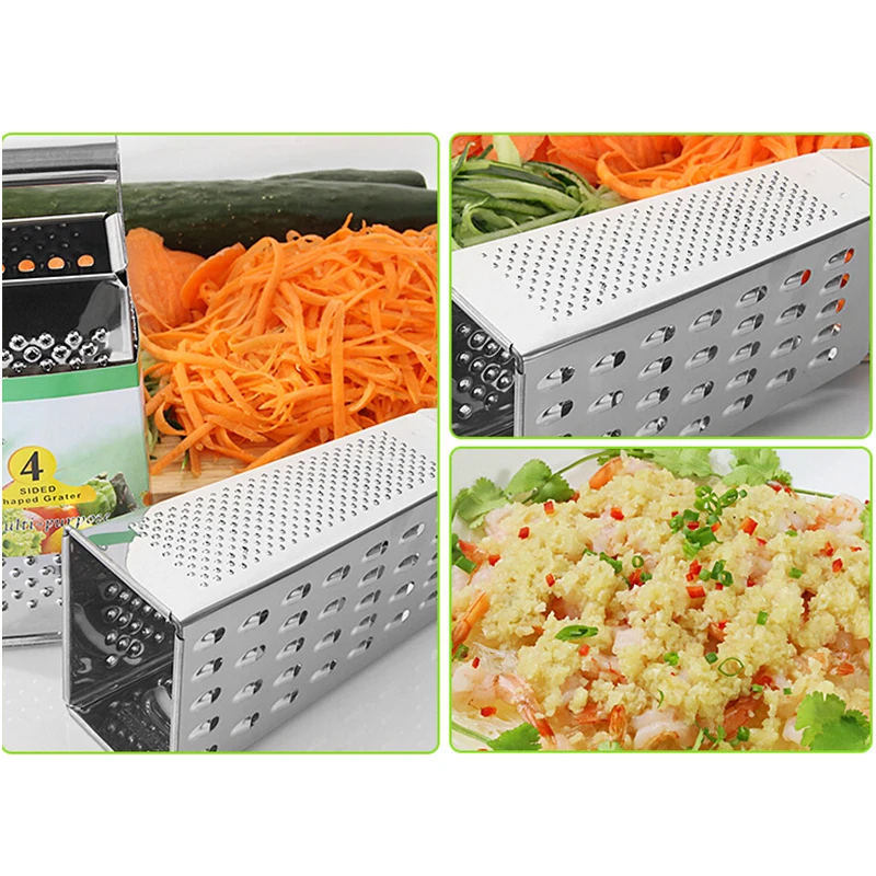 Slicer Food Grater Stainless Steel Box Tool Grating Kitchen Portable Shredder 4 Sided 21.5*8.5cm Cheese Carrot