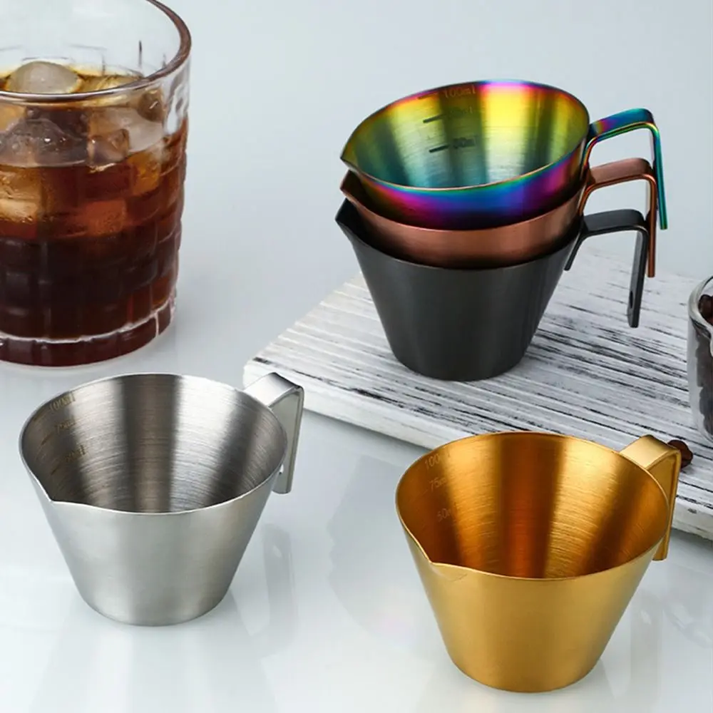 304 Stainless Steel Espresso Measuring Cup Small 100ml Espresso Shot Cup Dishwasher Safe V-Shaped Mouth Pouring Cup Steak Sauce