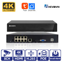 8CH Smart Life 4K HD POE NVR Security System Human Detection 8MP Tuya CCTV Network Video Surveillance Recorder 8 Channels 4CH