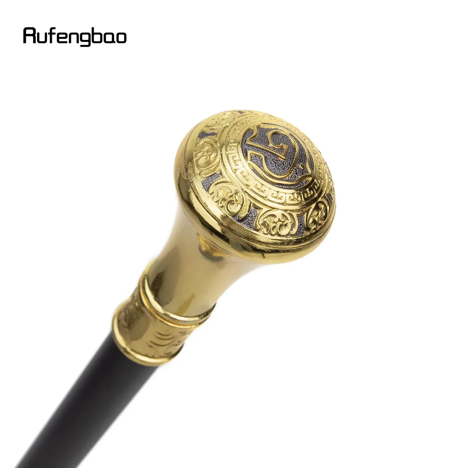 Gold Black Luxury G Medieval Art Freemasonry Freemasons Cane Fashion Crosier Knob Walking Stick 93cm Performance Stage Cane