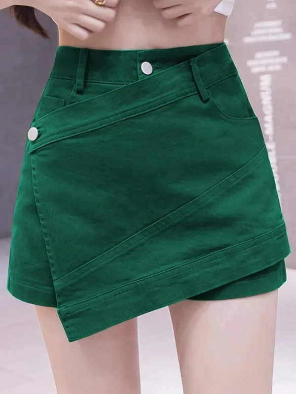 

High Waist ort Denim Skirt Pants Women's Summer Autumn New Sle Asymmetric Slimming Wide Leg Skirt Pants Spring Fall