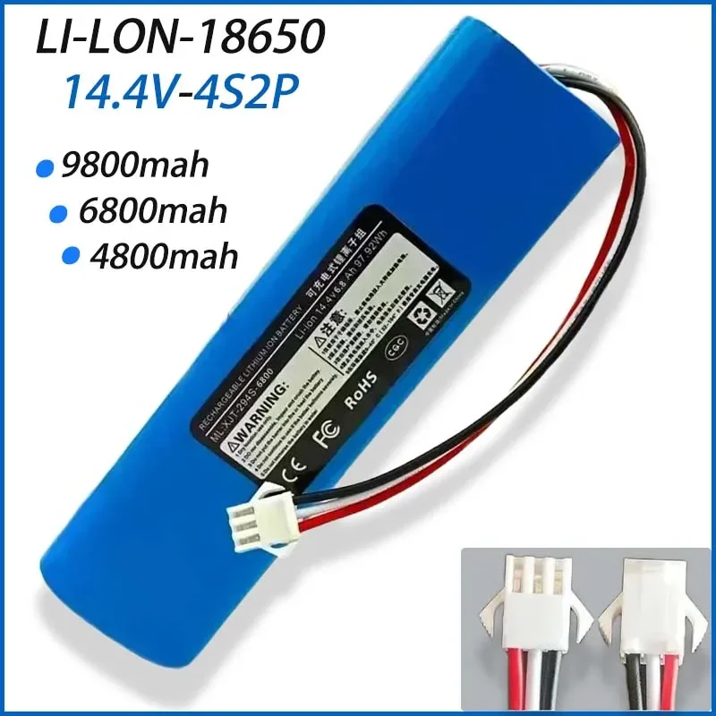 

Free Shipping 100% Original Sweeper Battery 4S2P 14.4V 4800/6800/9800mAh Rechargeable Battery Pack Replacement of Accessories