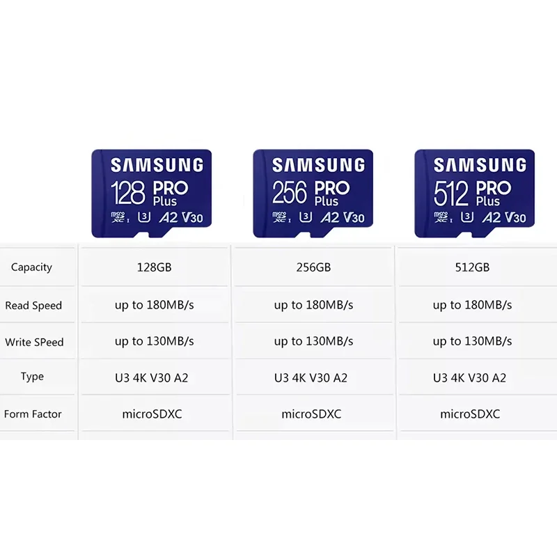 SAMSUNG Memory Card PRO Plus Micro SD Card 512GB 256GB 128GB TF Cards for Nintendo Switch Steam Deck ROG Ally Tablet DJI Camera