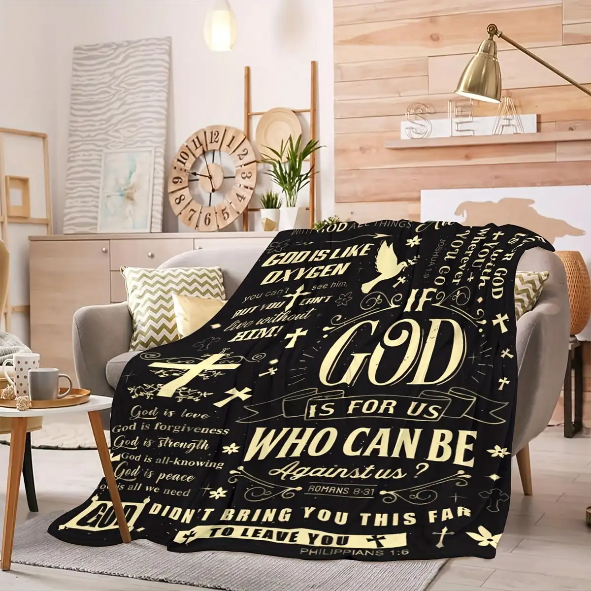 Inspirational Faith Blanket Gift for Men & Women Cozy Flannel Throw with Uplifting Religious Messages All Season Comfort