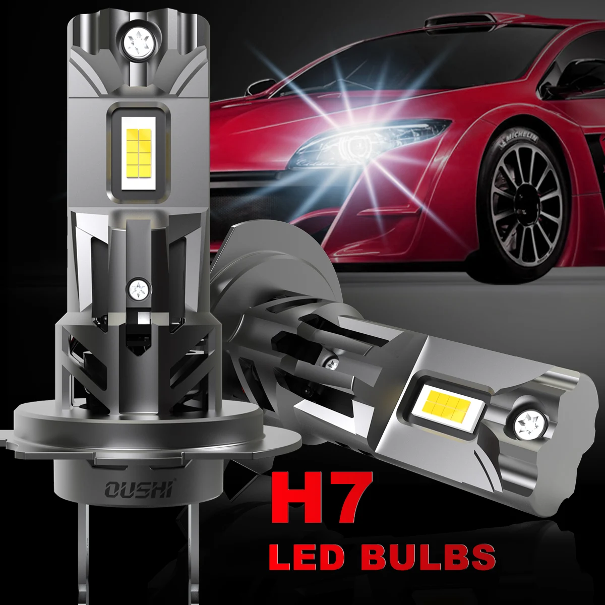 

OUSHI 2x High Power H7 Led Car Headlight H18 Car Bulb 6000K White Light DRL with Fan For Audi A4 B6 A3 8P A6 C6 B9 B7 C5 Tt