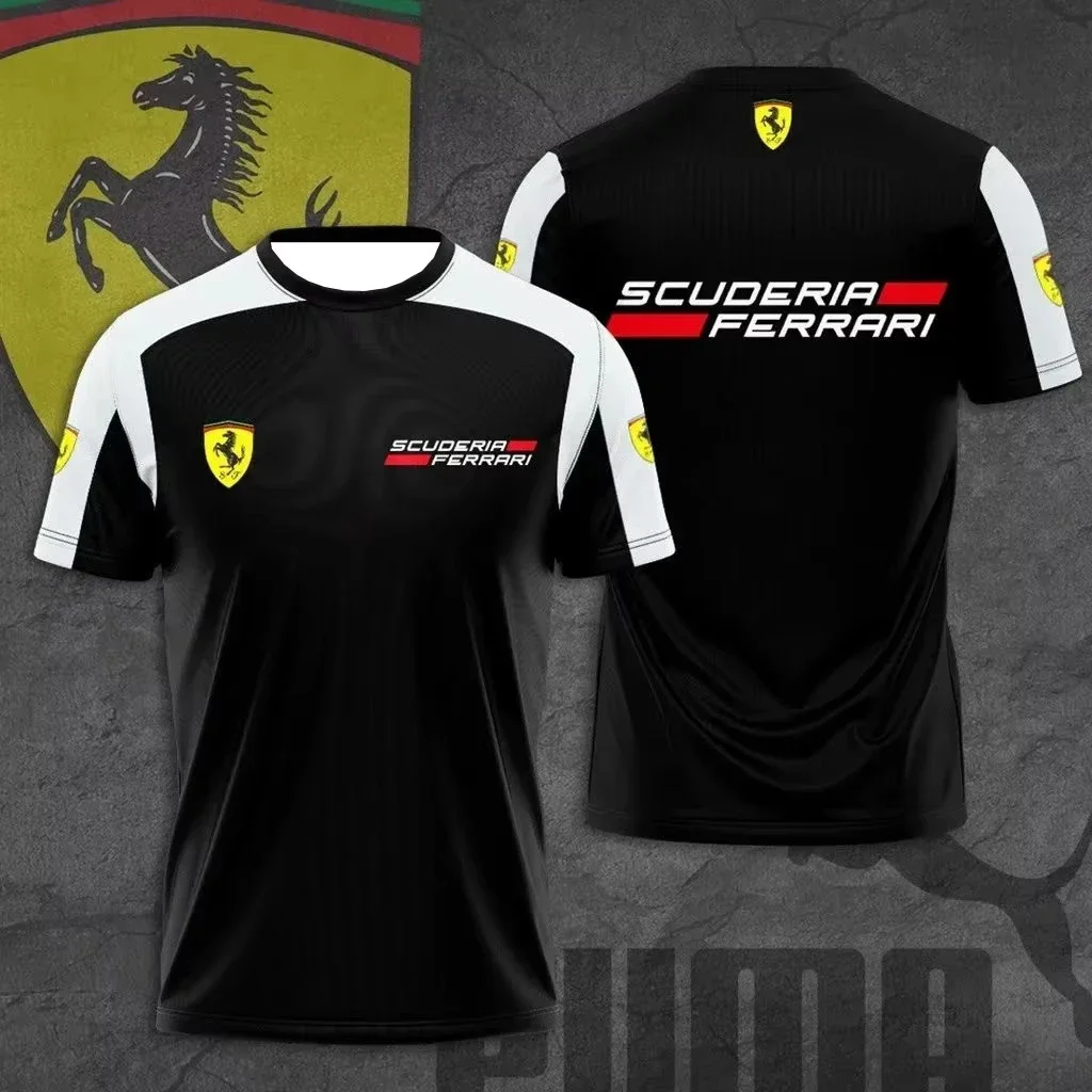 2025 New Racing Driver T-shirt Men's Fashionable 3D Printed T-shirt Breathable Quick Drying Ferrari Top