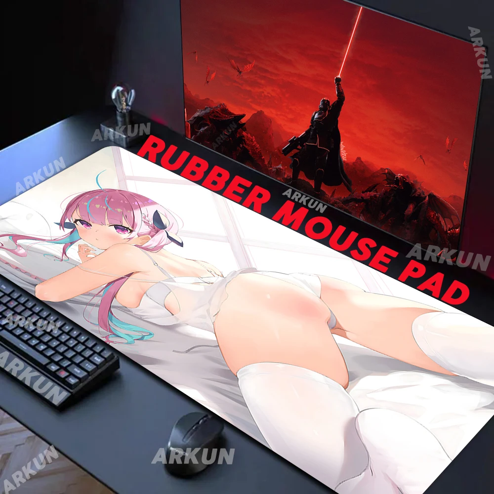 

Large Popular Virtual Entertainer Sex Kawaii Minato Aqua Sakuna Yuuki Gaming Mouse Pad Desk Keyboard Computer Non-Slip Gamer Mat