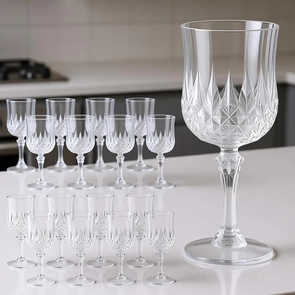 

24 шт. прозрачных пластиковых бокалов для вина объемом 7 унций, бокалы для шампанского, небьющиеся фужеры для Дня святого Валентина, свадьбы, вечеринки