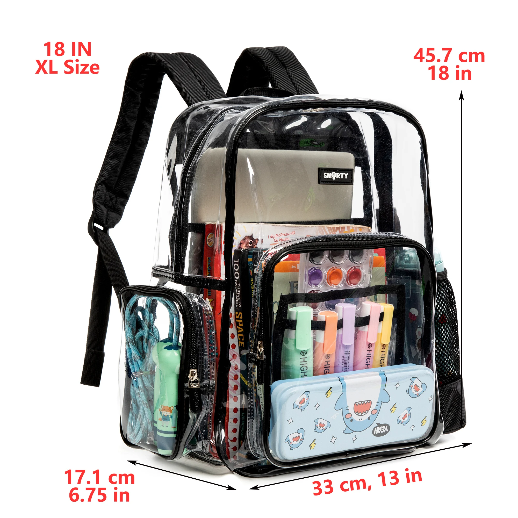 Large Clear Backpack Heavy Duty Transparent Bookbag See Through PVC School Bag for Women Men Black Clear Backpack Heavy Duty