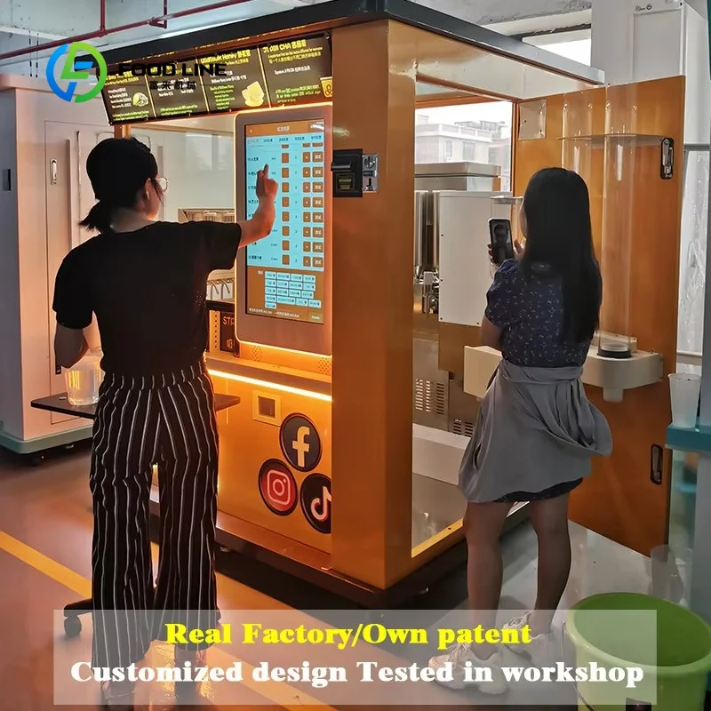 Customized Self-Making Beverage Robot Self-Service Milk Tea Vending Machine, Coin Operated Intelligent Automatic Equipment