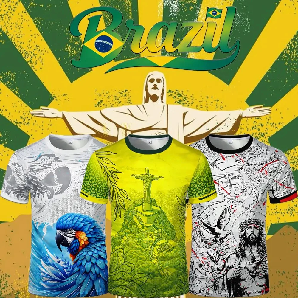 

Summer Football Training Top Brazil Special Edition Jesus Football Jersey Adult Children Outdoor Quick-drying Sports Tee Tshirts