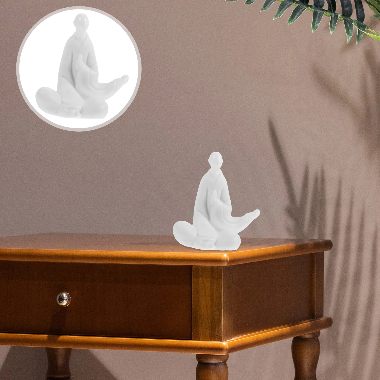 

No Face Buddha White Porcelain Monk Adornment High-End Material Household Monk Display Desktop Decor Household Monks