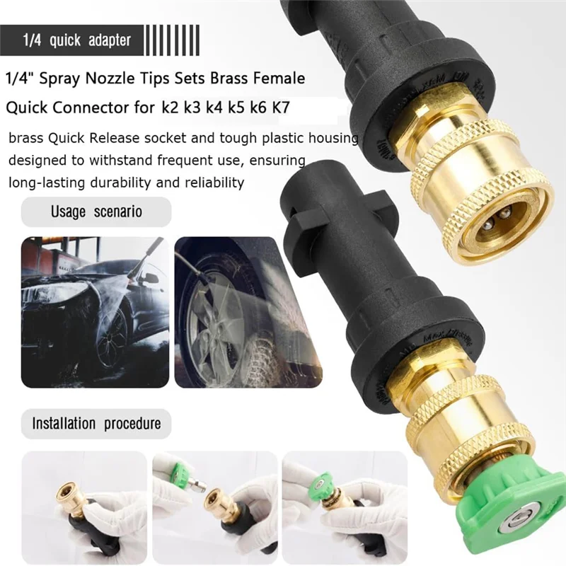 LICE-For Karcher K2 K3 K4 K5 K6 K7 أداة غسيل الضغط العالي 1/4 "فوهات محول التوصيل السريع