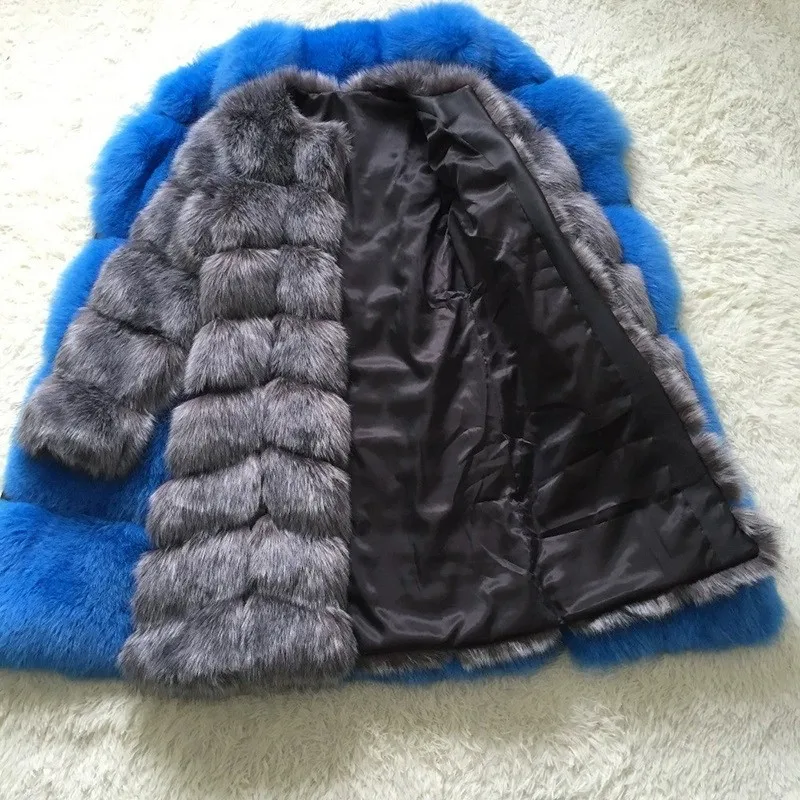 New Winter Female Fake Fox Fur Coat Winter Warm White Black Gray Fur Jacket