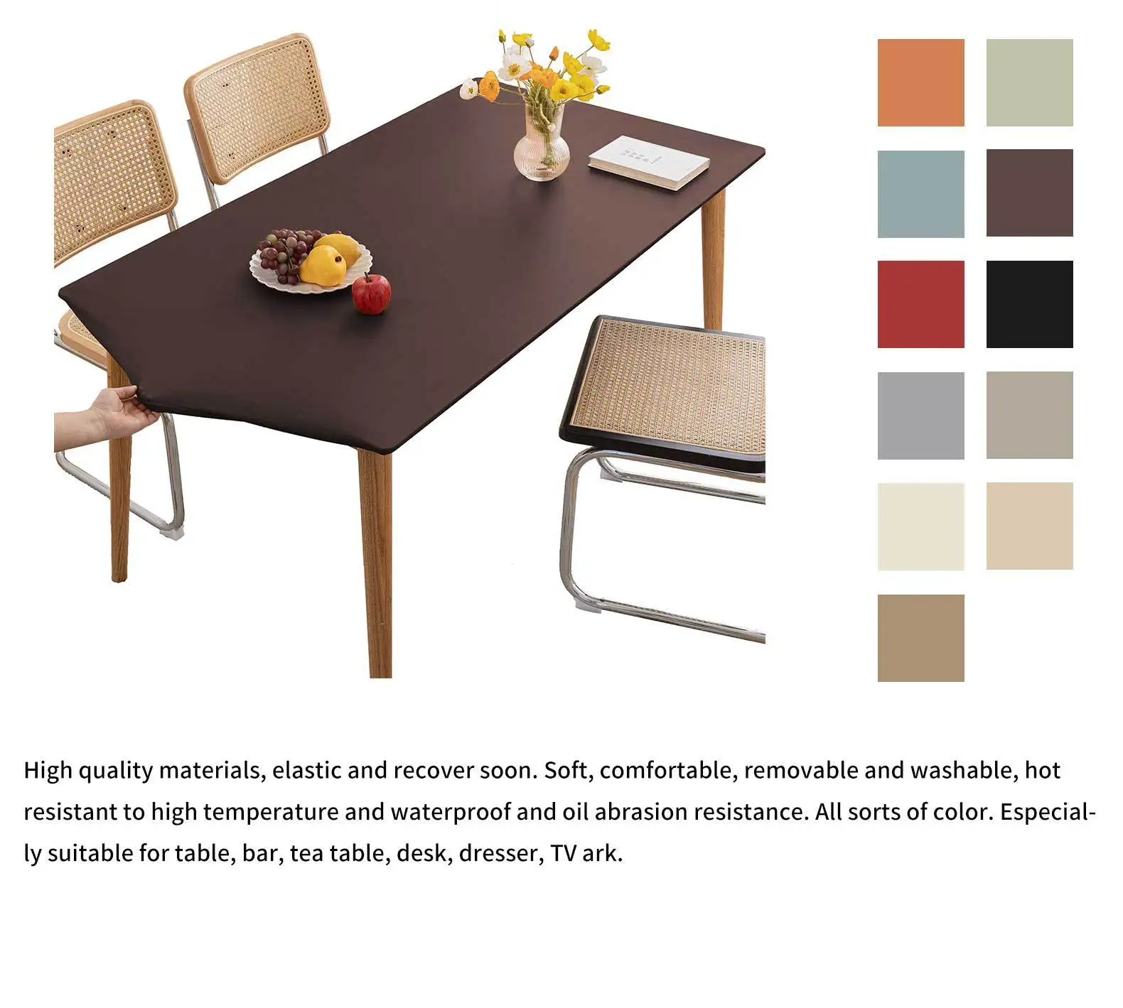 Leather Elastic Tablecloth Square Table Cover Waterproof Dinning Table Cloth Protector Desk Mat For Students