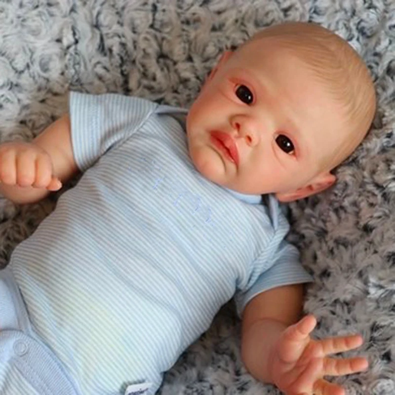 

43cm Real Looking Reborn Baby 3D Doll Soft Realistic Looking Newborn Cloth Body Princess with Hand-rooted Hair