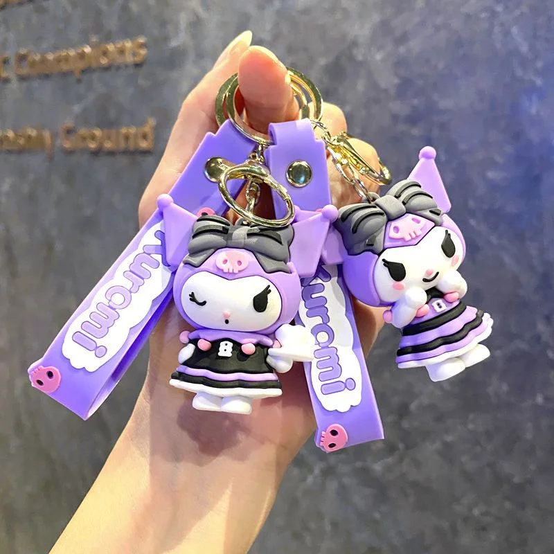 New Cute Sanrio Creative Kuromi Melody Cinnamoroll Hello Kitty Keychain Cartoon Key Ring Couple Bag Pendant Small Gift