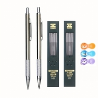 2.0mm Metal Mechanical Pencil Silver Automatic Pencil with 2B HB Lead Office School Writing Drawing Tools Stationery Gifts