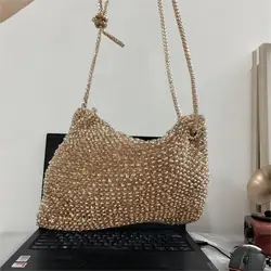 Handmade single shoulder crossbody twist bag, geometric handbag, woven French armpit bag
