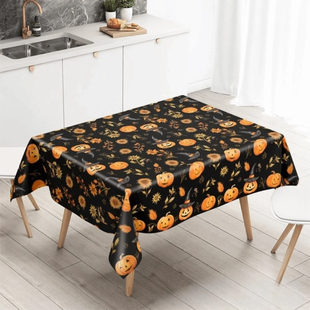 Plastic Halloween Tablecloth Bronzing Pumpkin Ghost Spooky Bat Tablecloth Table Decoration Haunted House Tablecover