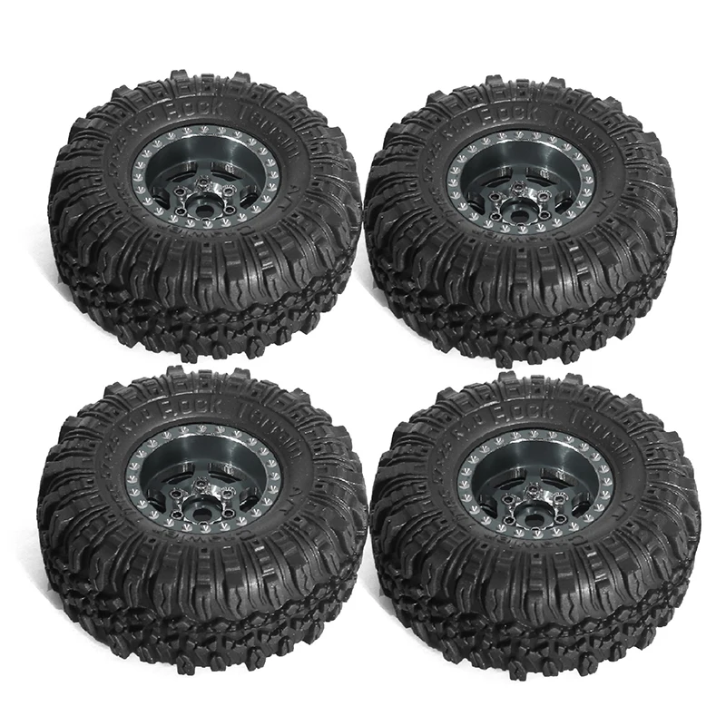 4pcs 57mm 1.0 "Set di pneumatici per ruote Beadlock in metallo per 1/18 1/24 RC Crawler Car TRX4M SCX24 AX24 FCX24 accessori per parti di aggiornamento