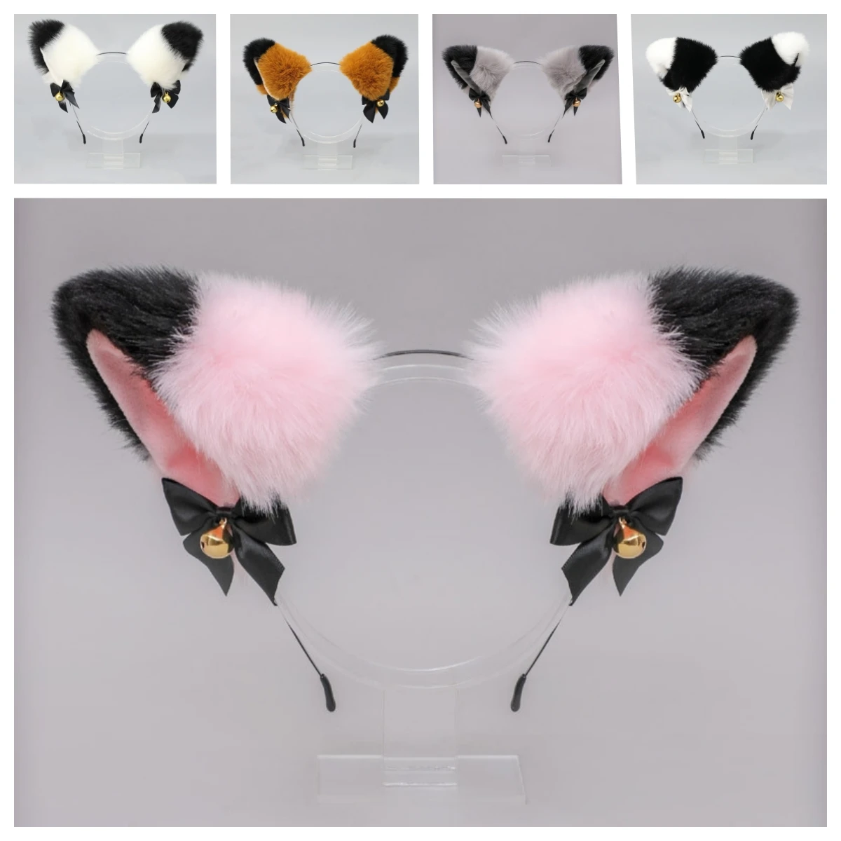 Lolita Animal Cat Fox Ear Hair Hoops Cosplay Faux Fur Bell Bow Hairband Girls Halloween Anime fasce copricapo accessori per capelli